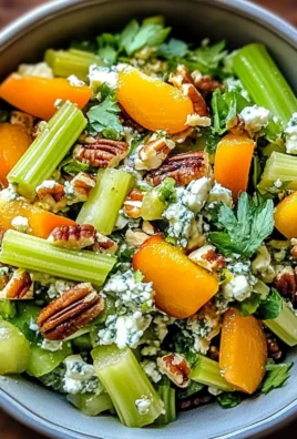 Celery Chopped Salad with Apricots, Gorgonzola, and Pecans Delight