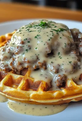 Cheddar Chive Waffles with Sausage Gravy