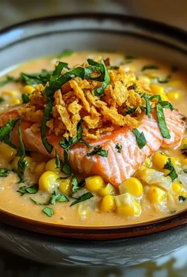Delightful Corn Gazpacho with Salmon & Crispy Rice Treat