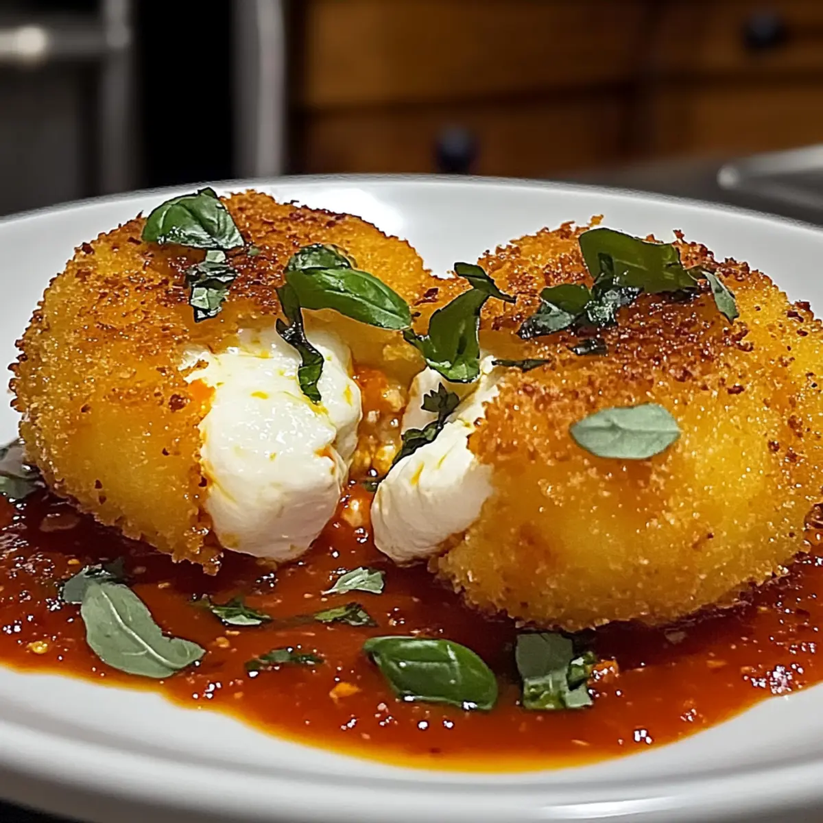 Crispy Fried Burrata with Spicy Vodka-Style Sauce Delight