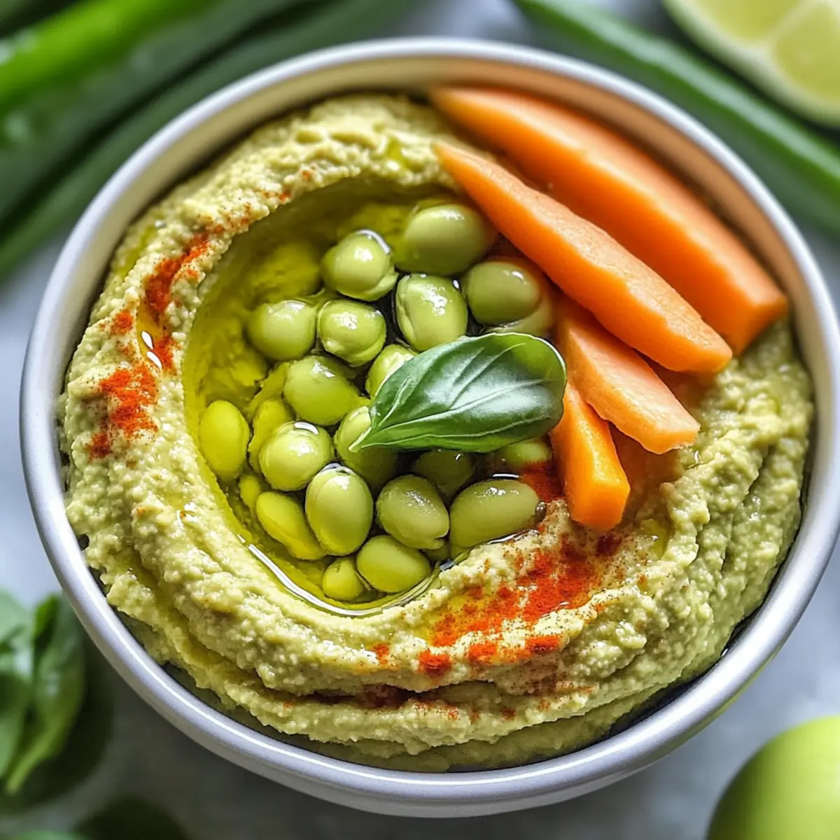 Creamy Edamame Hummus with Fresh Basil Ready in 5 Minutes
