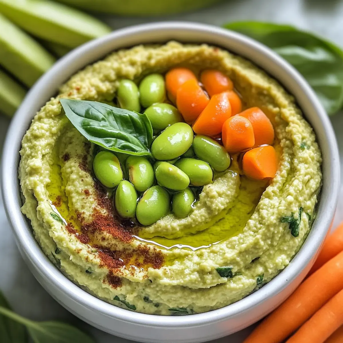 Creamy Edamame Hummus with Fresh Basil Ready in 5 Minutes