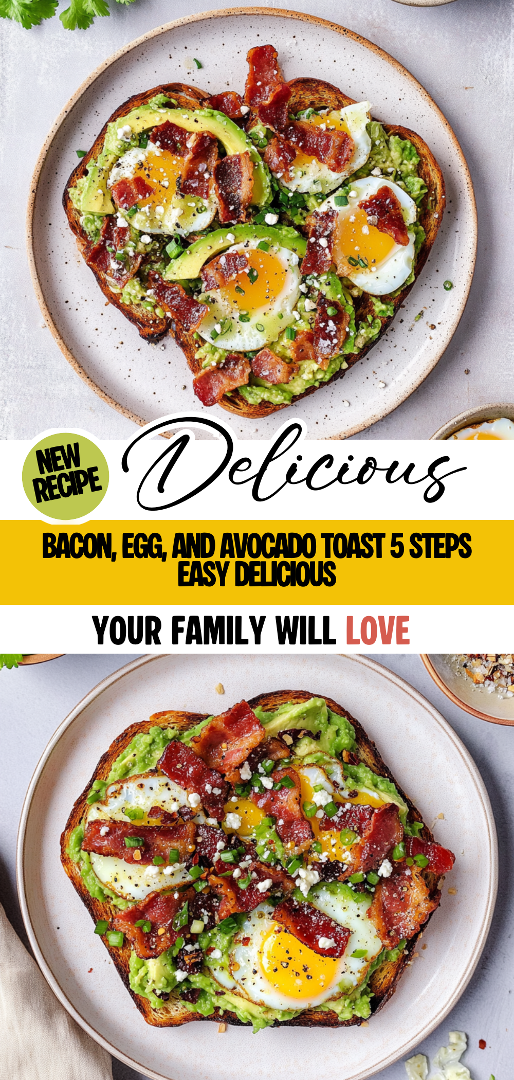 Bacon, Egg, and Avocado Toast 5 Steps Easy Delicious