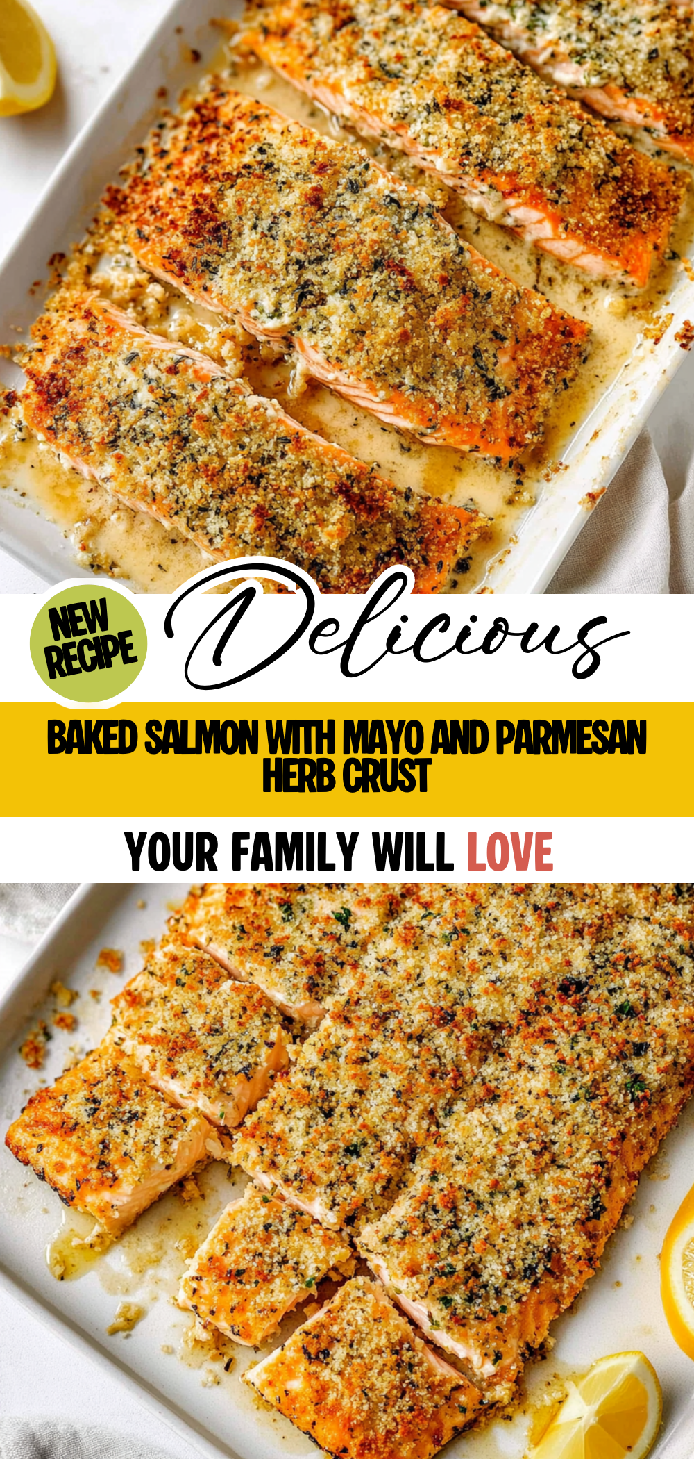 Baked Salmon with Mayo and Parmesan Herb Crust