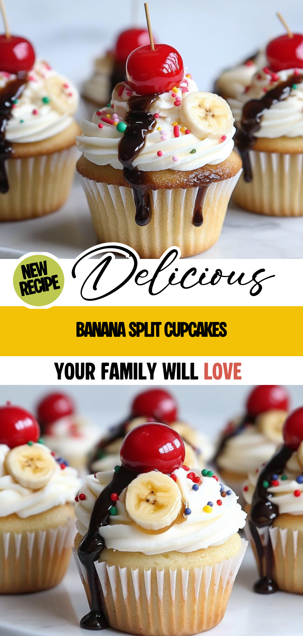 Banana Split Cupcakes