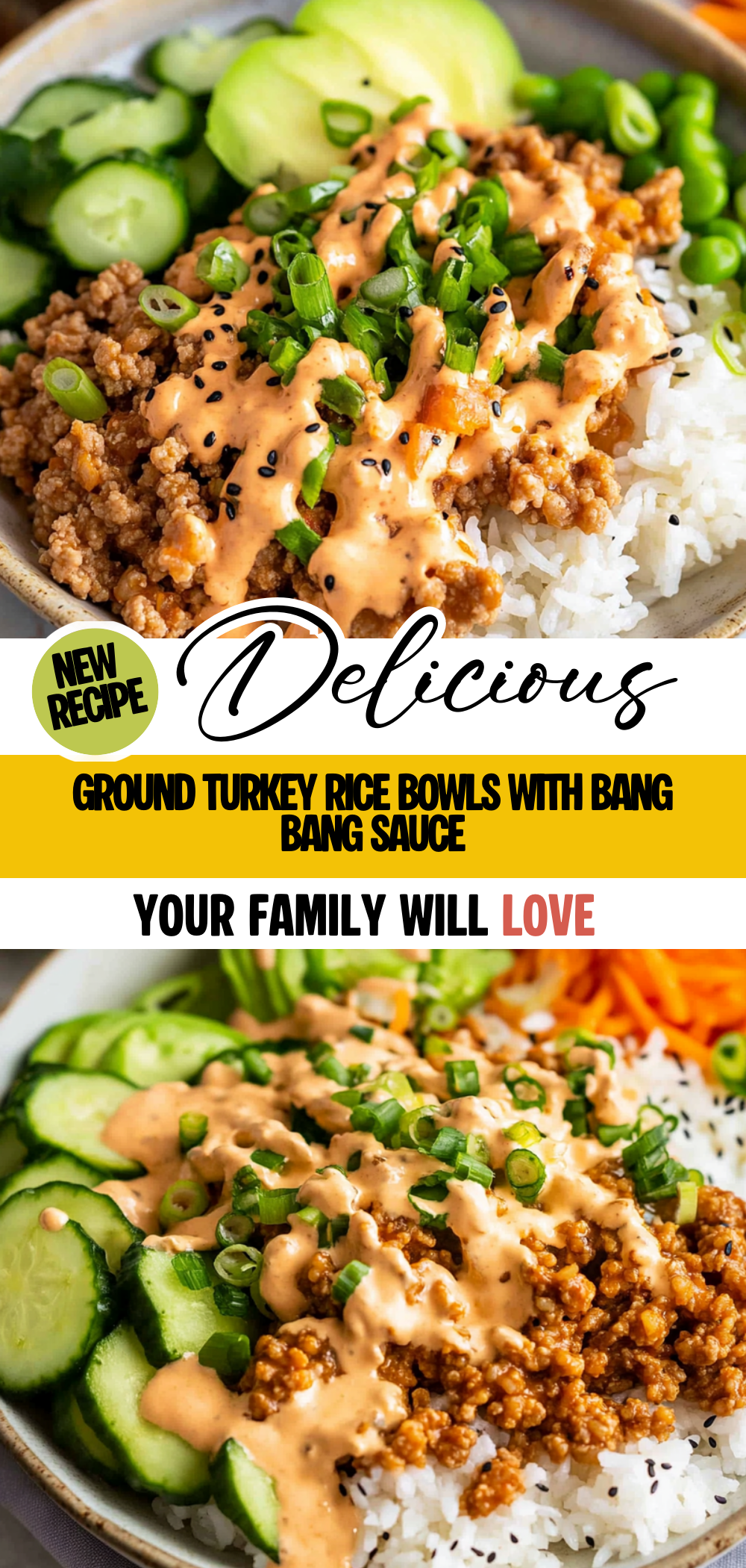 Ground Turkey Rice Bowls with Bang Bang Sauce