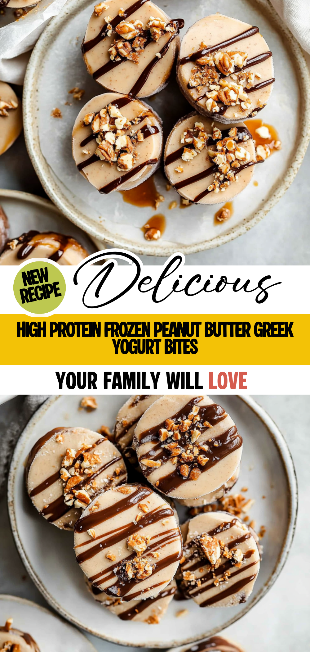 High Protein Frozen Peanut Butter Greek Yogurt Bites