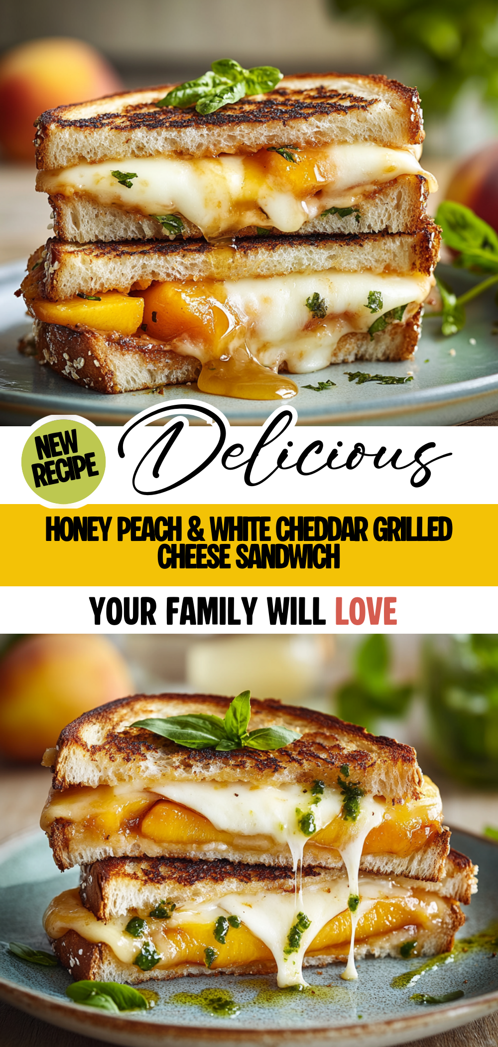 Honey Peach & White Cheddar Grilled Cheese