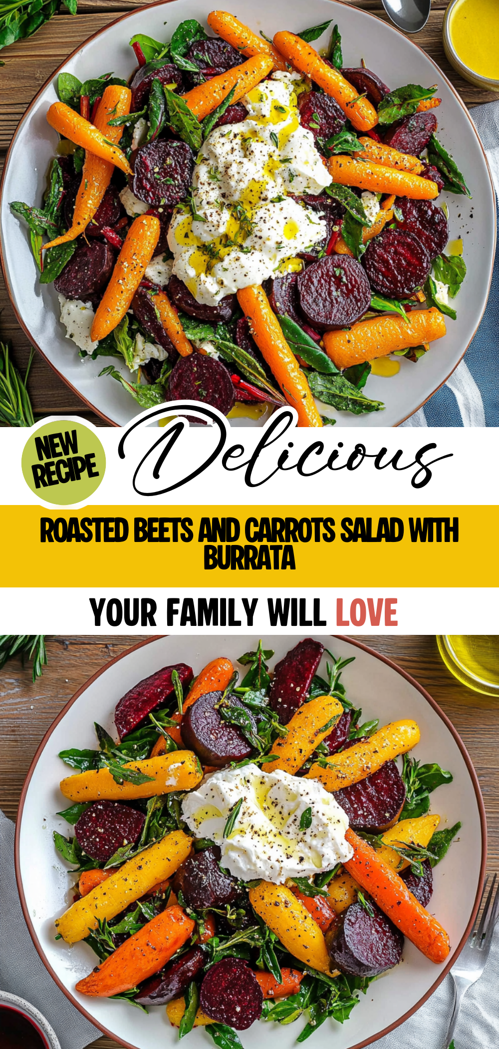 Roasted Beets and Carrots Salad with Burrata