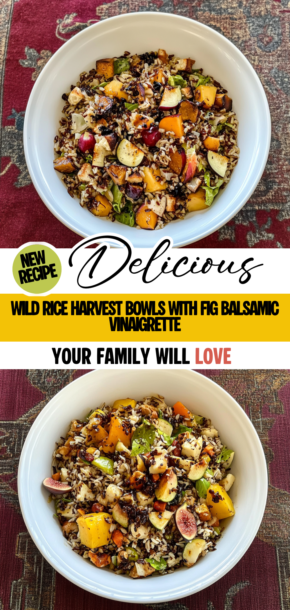 Wild Rice Harvest Bowls with Fig Balsamic Vinaigrette